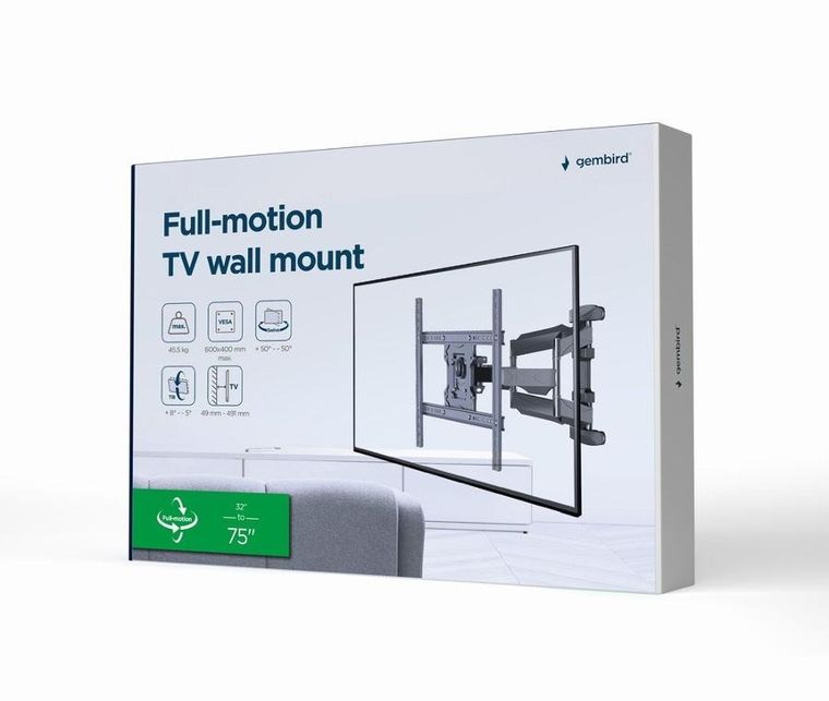 Gembird, uchwyt ścienny, regulowany, VESA 400-600 mm, 32"-75"