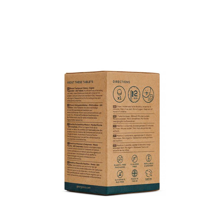 Georganics, naturalne tabletki do mycia zębów, English Peppermint, 120 tabletek