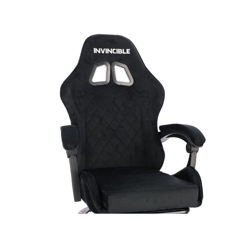 HaloFuture, fotel gamingowy, z podnóżkiem, czarny