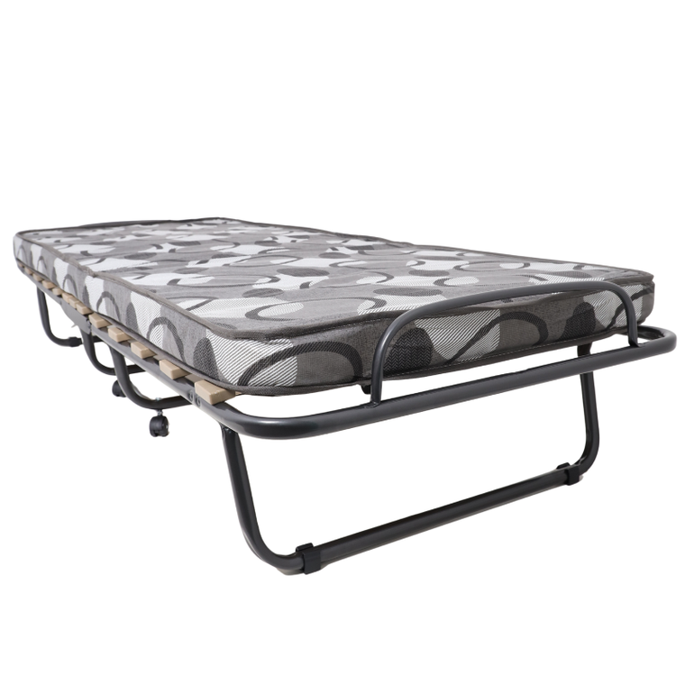 HaloFuture, łóżko gościnne, turystyczne, składane z materacem i kółkami, szary, 80-190 cm