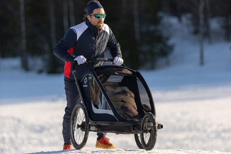 Hamax, Breeze, przyczepka rowerowa, podwójna, Navy/Cream