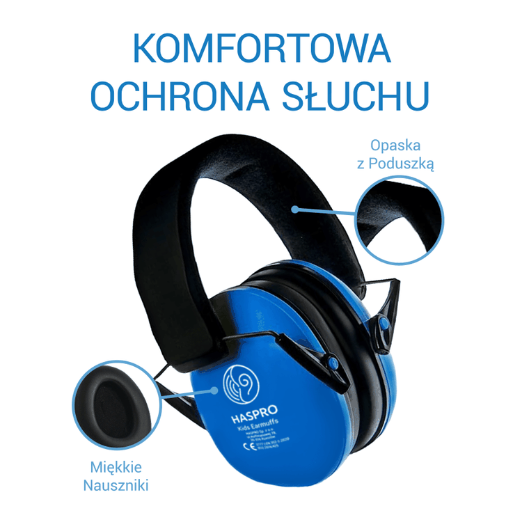 Haspro, nauszniki ochronne, przeciwhałasowe dla dzieci, niebieskie, 4l+
