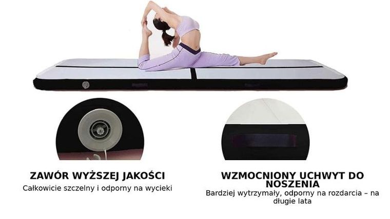 Hedo, airtrack, materac gimnastyczny, ścieżka, czarny, 400-100-20 cm