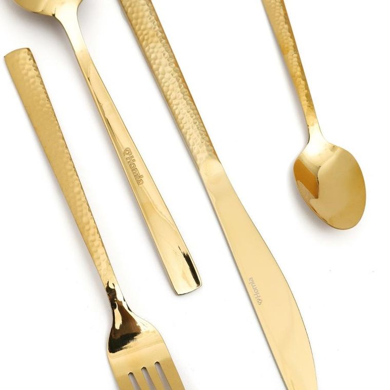 Homla, Martello, sztućce z młotkowaną rączką, złote, 24 szt.