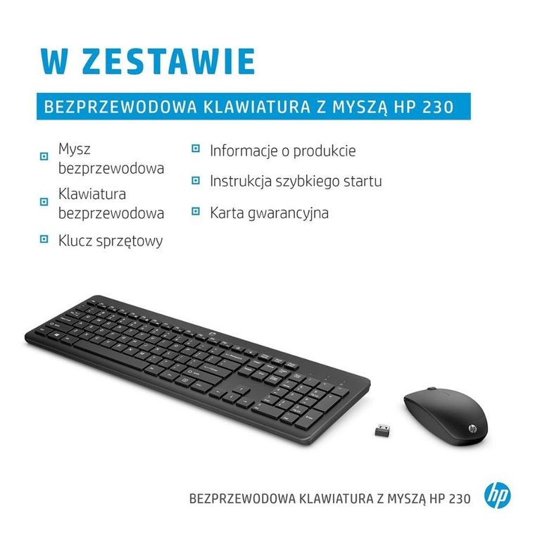 HP, Klawiatura i Mysz Combo 230 3l1f0aa, biały