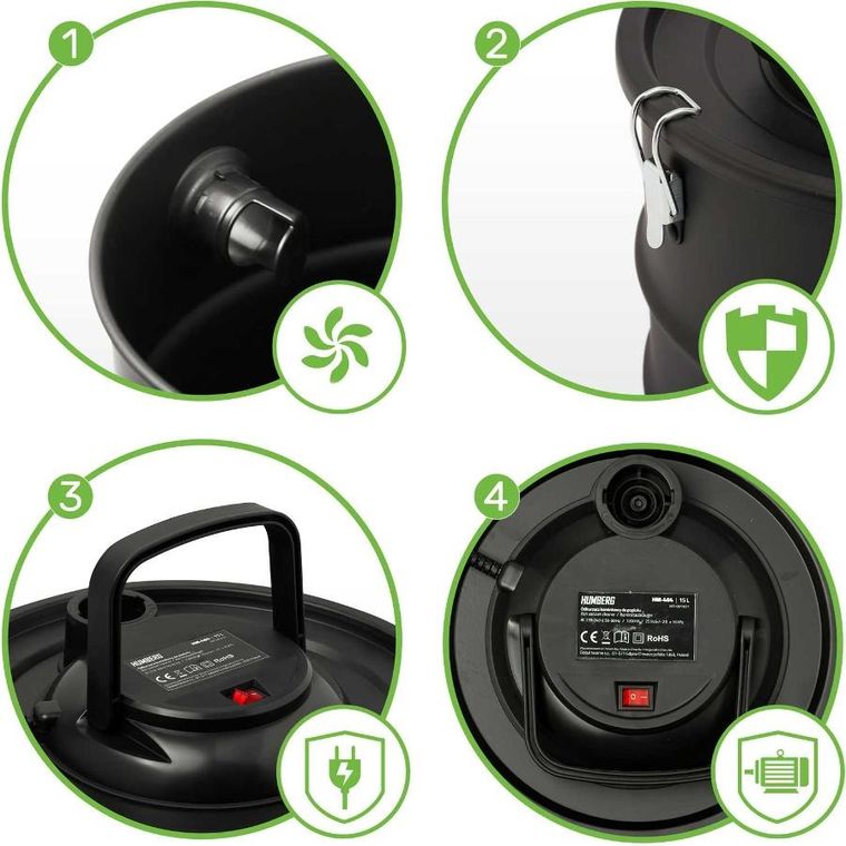 Humberg, odkurzacz kominkowy do popiołu, 15 L, 1200W, HM-404