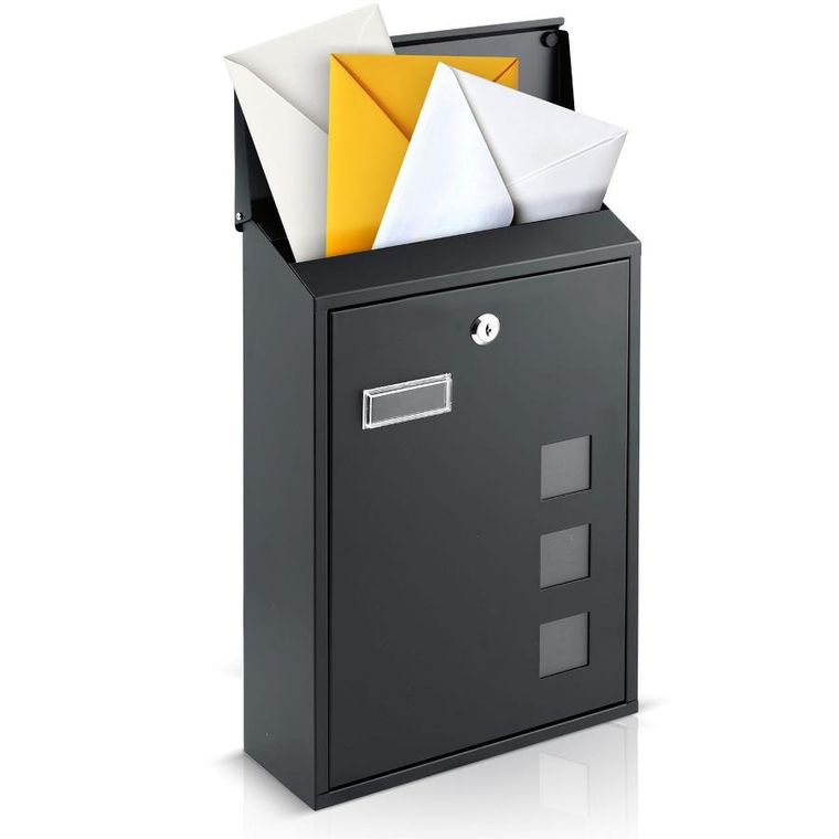 Humberg, skrzynka na listy, czarna, 39-25,5-12 cm, HM-864