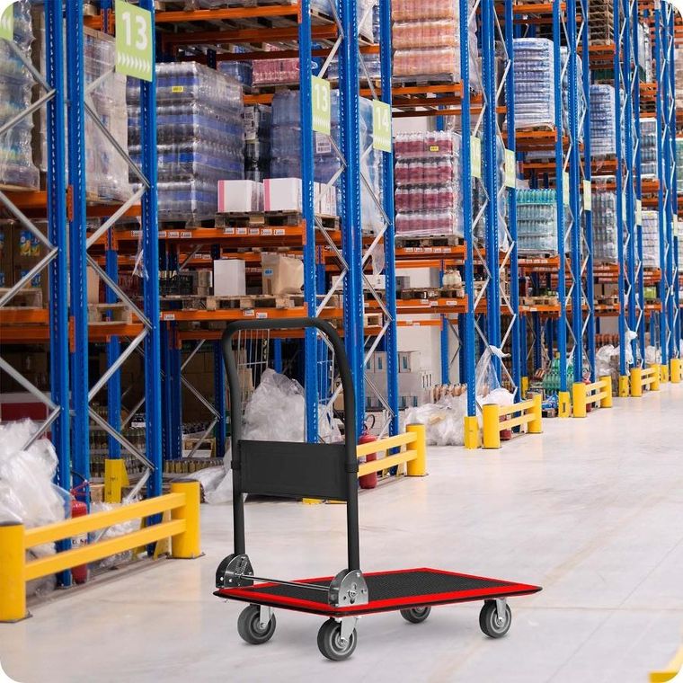 Humberg, wózek transportowy platformowy, czarno-czerwony