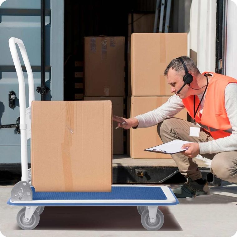 Humberg, wózek transportowy, ręczny, biało-niebieski