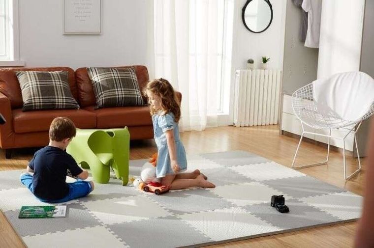 Humbi, mata piankowa, puzzle, biały, szary, 60-60 cm, 6 szt.