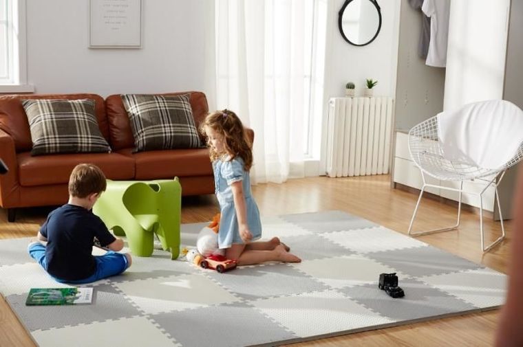 Humbi, mata piankowa, puzzle, kremowo-szara, 62-62-1 cm, 4 szt.