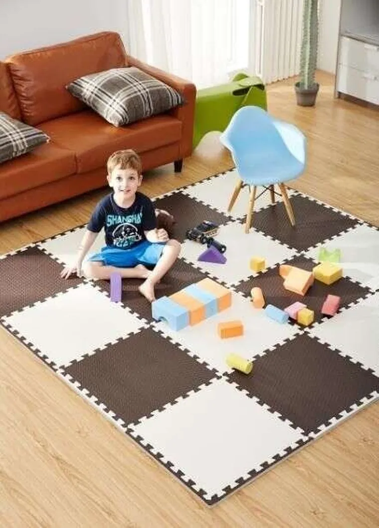 Humbi, mata piankowa, puzzle piankowe, kremowe, beżowe, 60-60 cm, 9 szt.