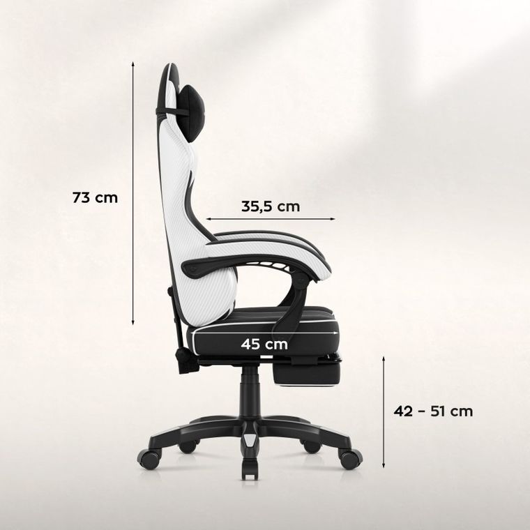 Huzaro, Force 3.7 White Carbon, fotel gamingowy