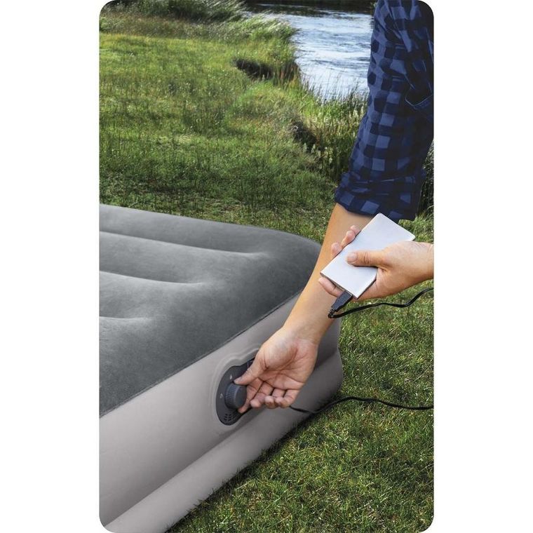 Intex, materac dmuchany z wbudowaną pompką elektryczną, 203-152-30 cm