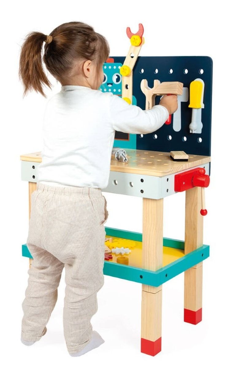 Janod, Brico ‘Kids, duży stolik, warsztat drewniany, magnetyczny, Robot