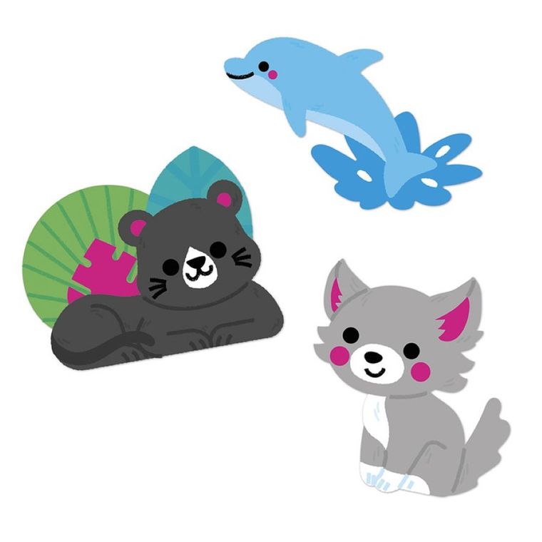 Janod, duże naklejki, zwierzęta, 50 szt.