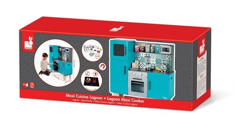 Janod, Lagoon, kuchnia drewniana XL, z dźwiękiem i 15 akcesoriami