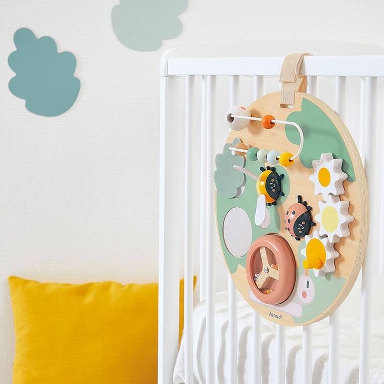 Janod, Sweet Cocoon, wielofunkcyjna tablica edukacyjna, drewniana, Ogród