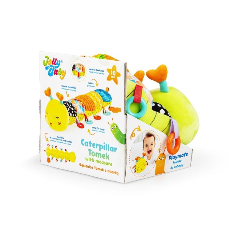 JollyBaby, Gąsienica Tomek z miarką, zabawka sensoryczna