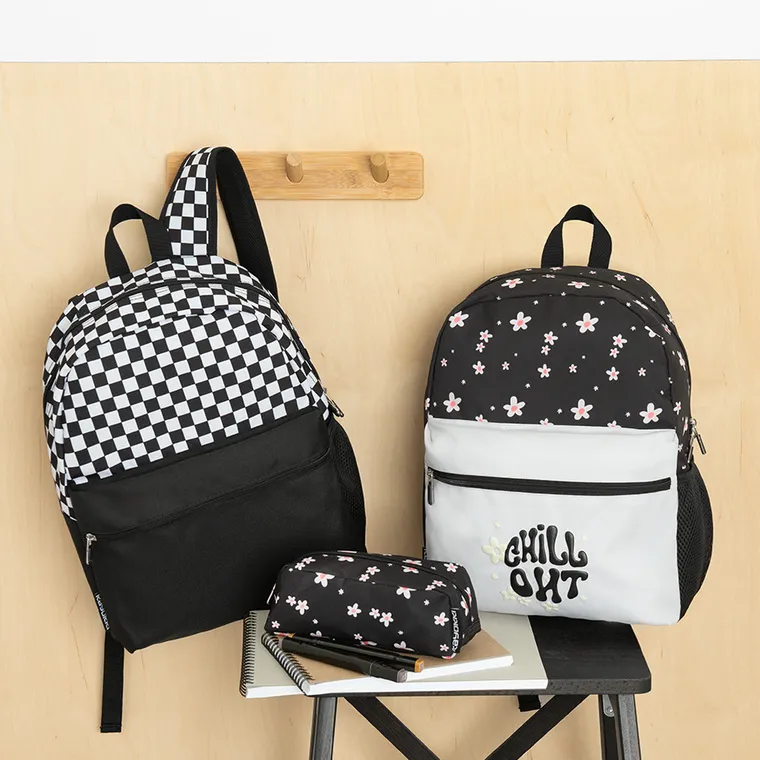 Kayokki, plecak szkolny, 1-komorowy, Szachownica, czarno-biała