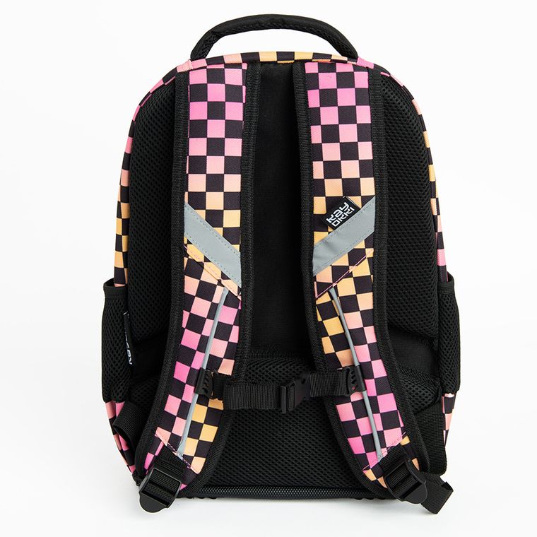 Kayokki, plecak szkolny, 2-komorowy, Szachownica różowo-pomarańczowa