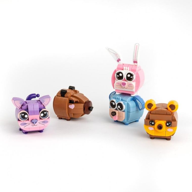 Kidea, Snapets, klocki, różowy królik, 75 elementów