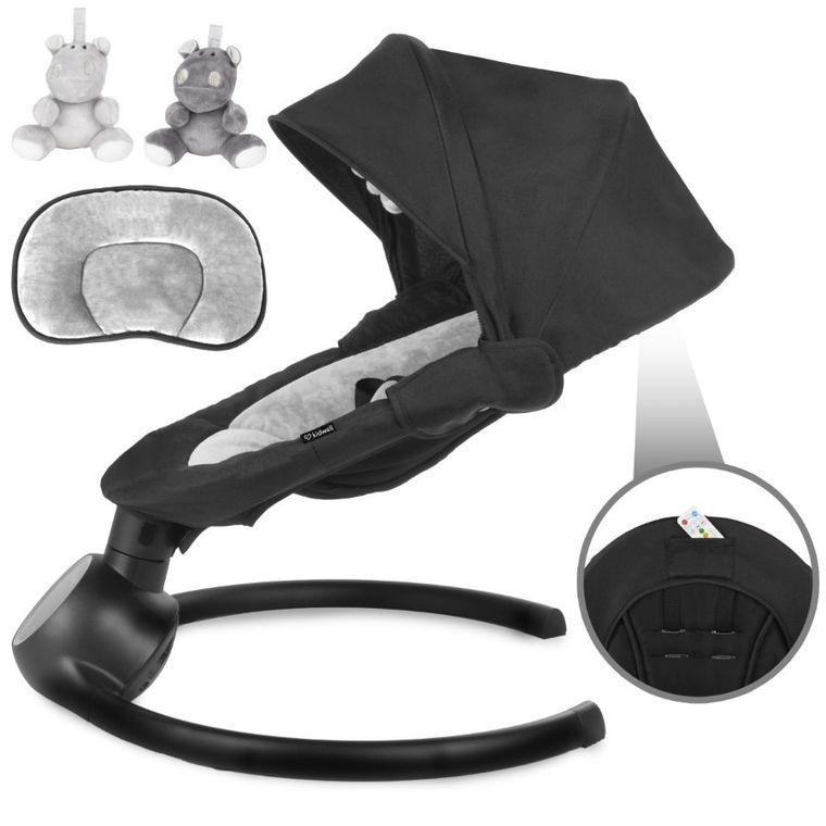 Kidwell, Reve, bujaczek, leżaczek elektryczny, 2w1, czarno-srebrny