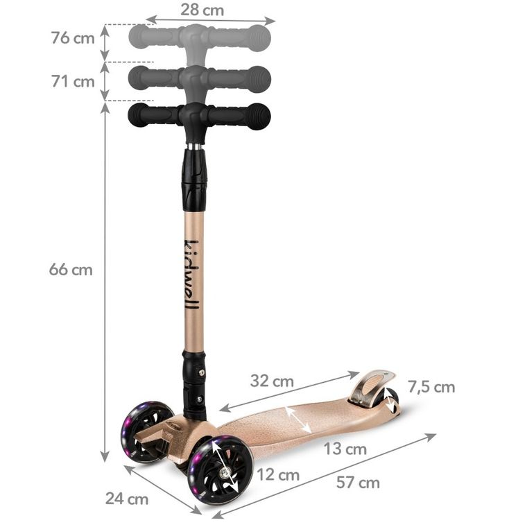 Kidwell, Vento, hulajnoga 3-kołowa, balansowa, złota