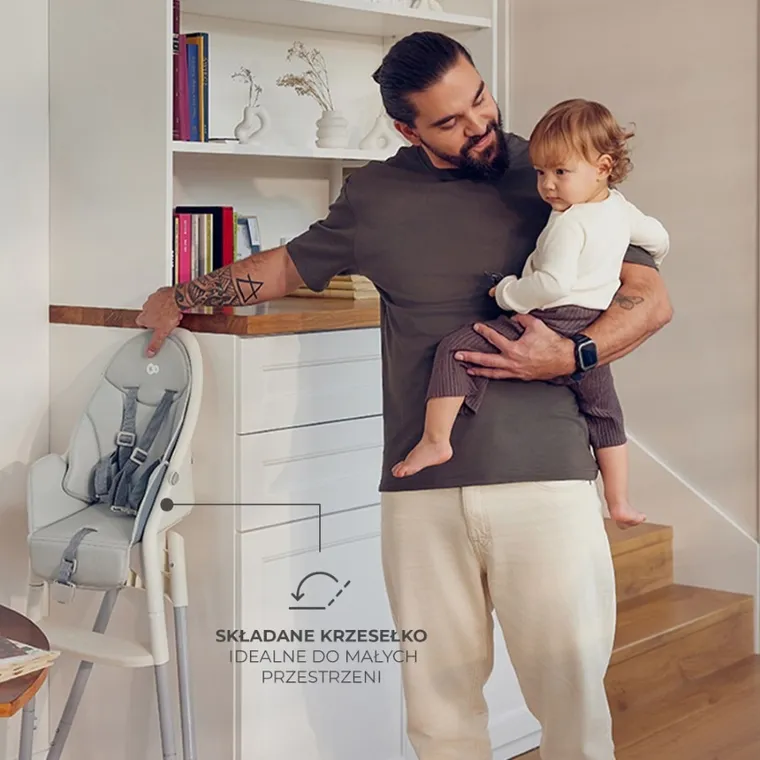 Kinderkraft, Dinnly, krzesełko do karmienia 2w1, szare