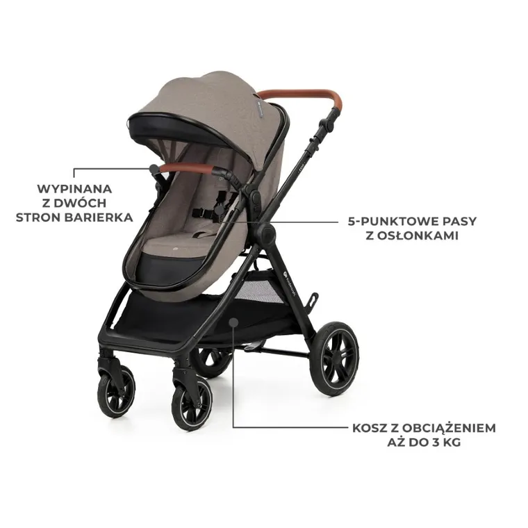 Kinderkraft, Esme Pro, wózek wielofunkcyjny, 3w1, Sand Beige