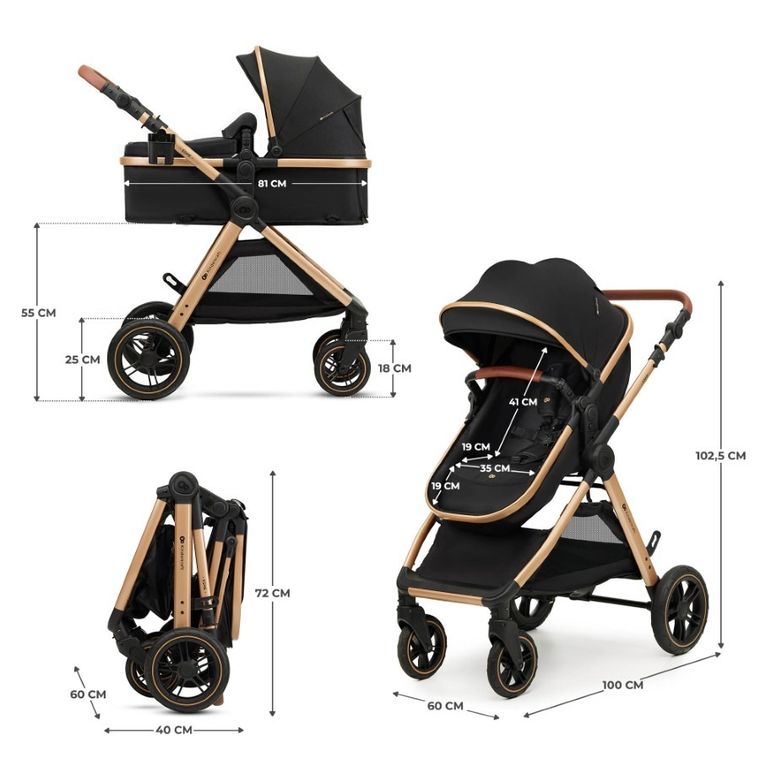 Kinderkraft, Esme, wózek wielofunkcyjny, 2w1, pure black