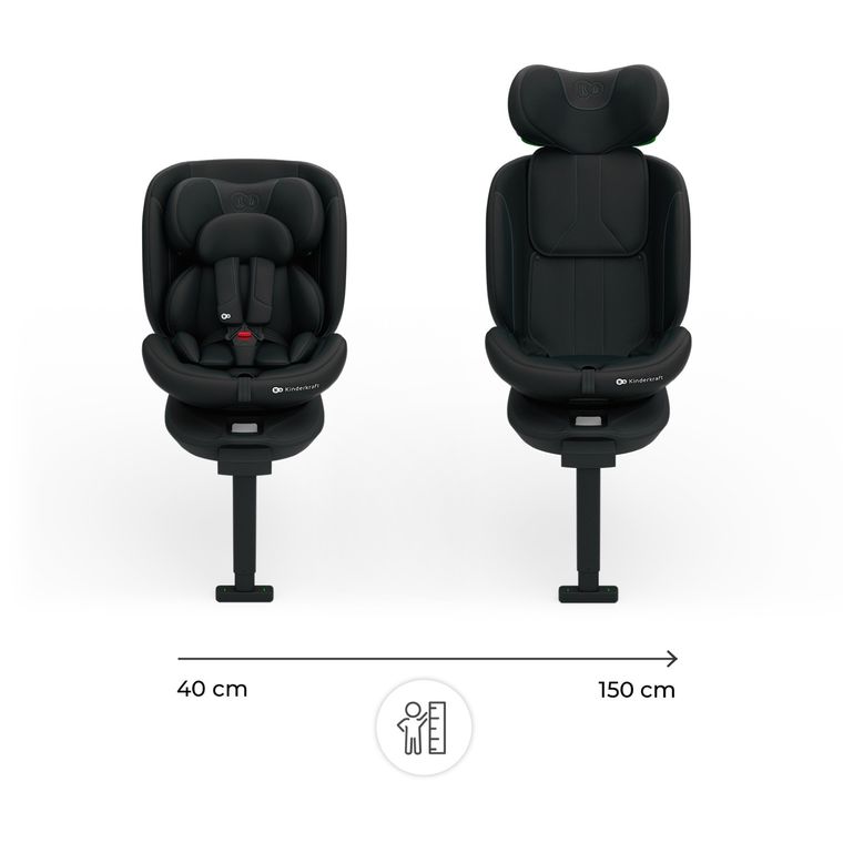 Kinderkraft, I-360 2 Plus, fotelik samochodowy, i-Size, black, 40-150 cm