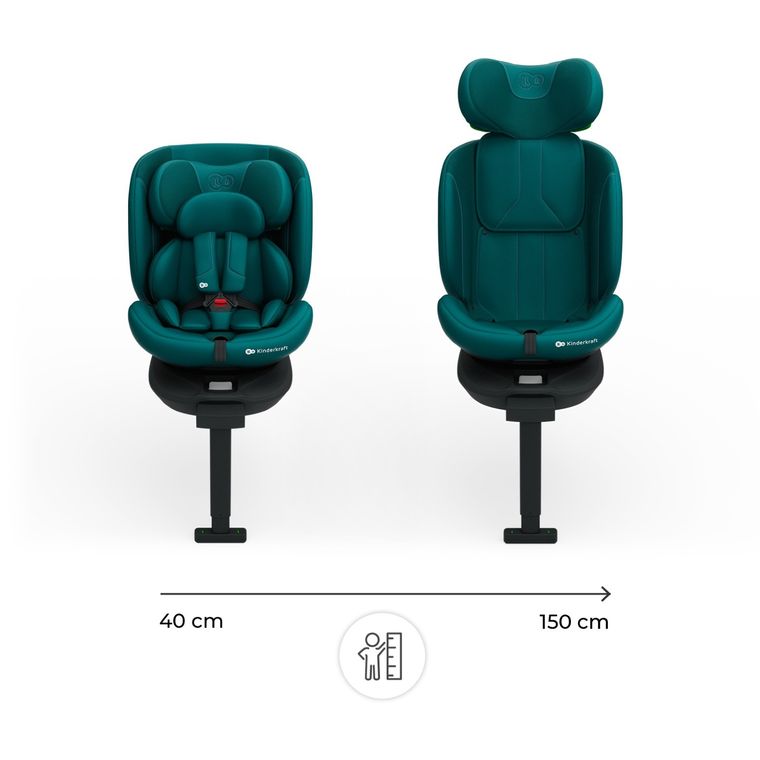 Kinderkraft, I-360 2 Plus, fotelik samochodowy, i-Size, green, 40-150 cm