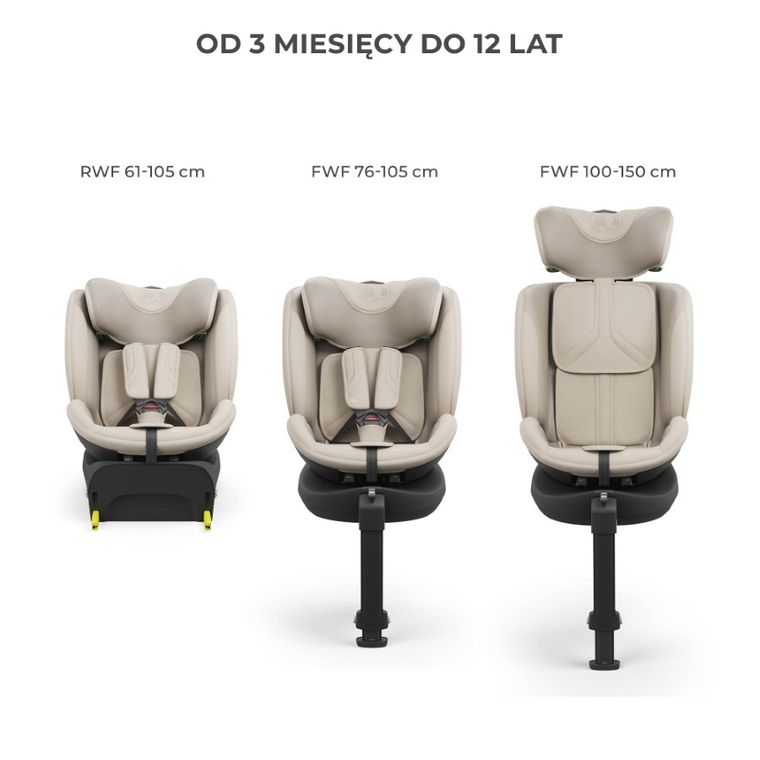 Kinderkraft, I-Fix, fotelik samochodowy, 61-150 cm, beige