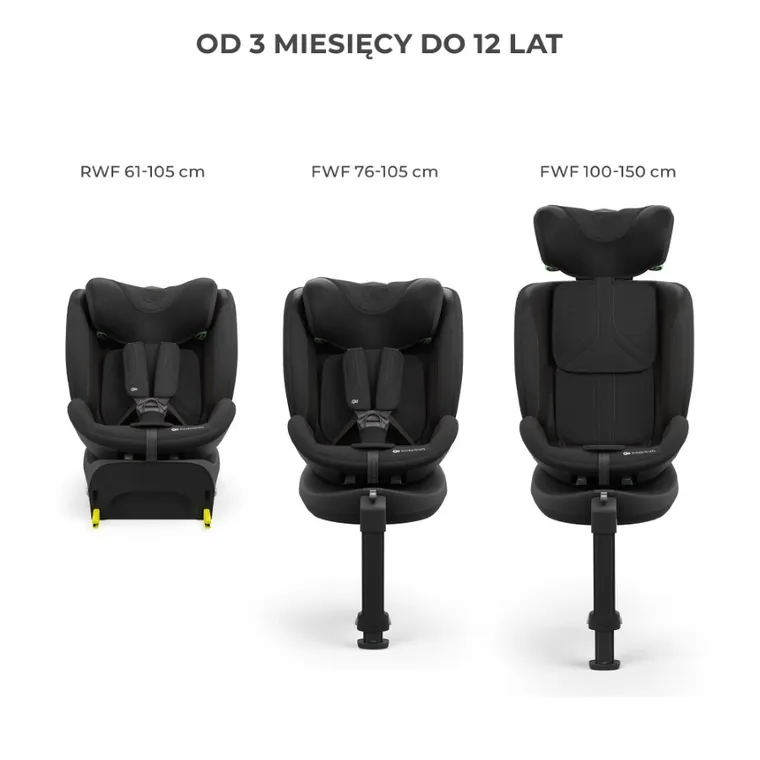Kinderkraft, I-Fix, fotelik samochodowy, 61-150 cm, black