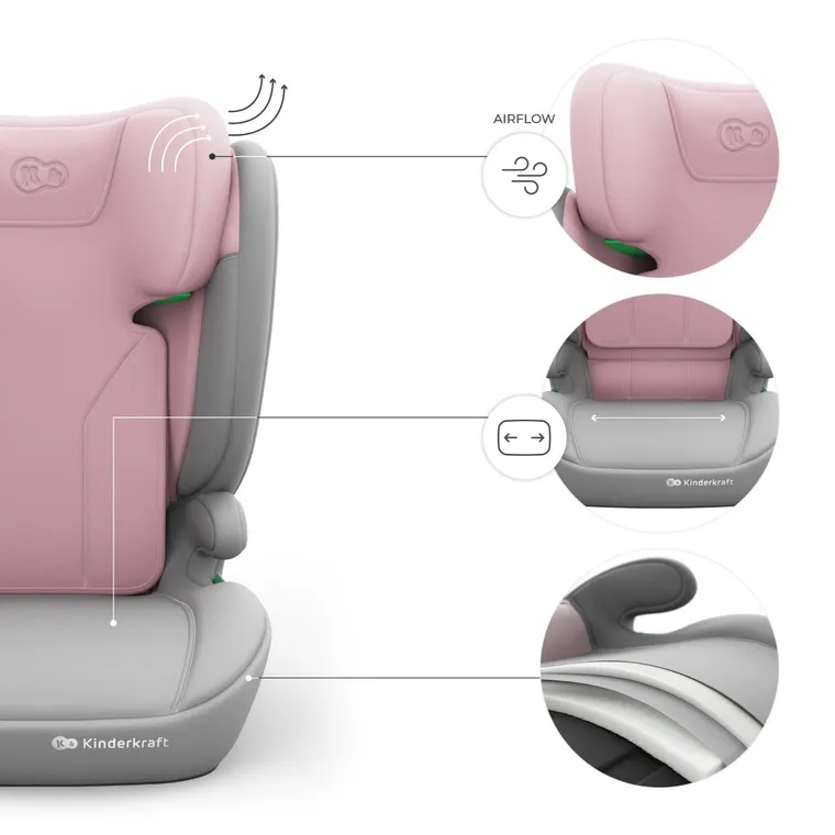 Kinderkraft, I-Spark 2 Plus, i-Size, fotelik samochodowy, pink, 100-150 cm