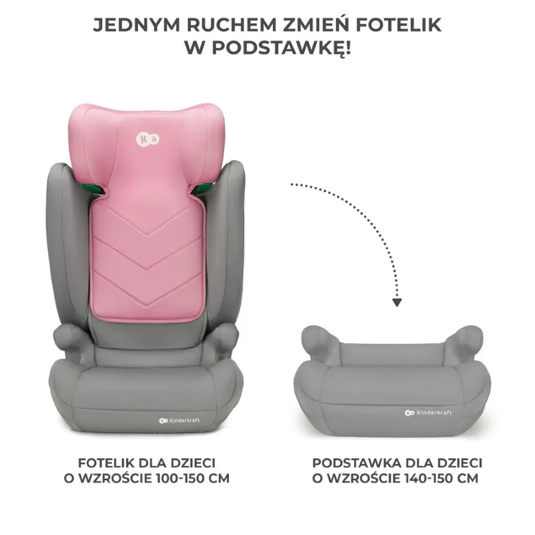 Kinderkraft, I-Spark, fotelik samochodowy, Pink, 100-150 cm