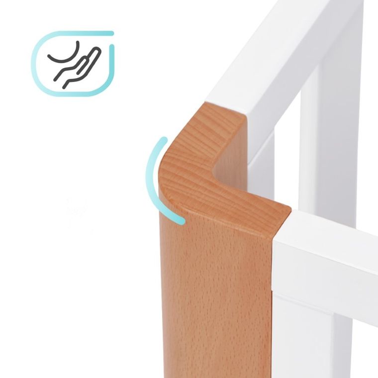 Kinderkraft, Koya, łóżeczko niemowlęce z funkcją kojca + materac, White
