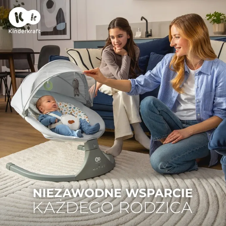 Kinderkraft, Lumi 2, leżaczek bujaczek, Dark Grey