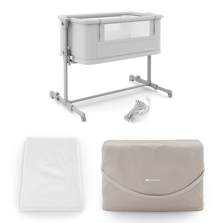 Kinderkraft, Nestee Grow 2, łóżeczko dostawne, light grey