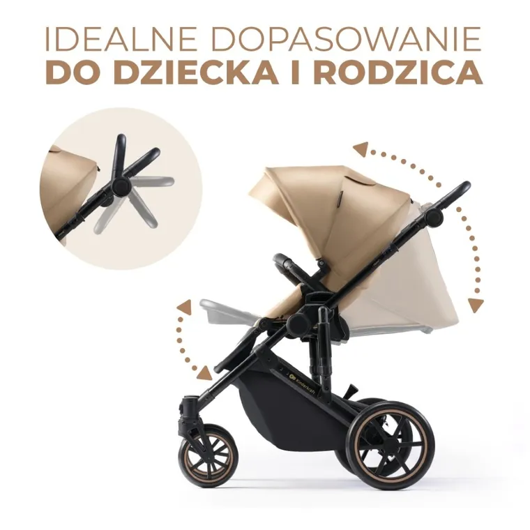 Kinderkraft, Prime 2, wózek wielofunkcyjny, 2w1, Sandrose Beige