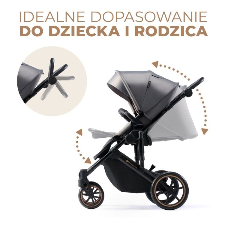 Kinderkraft, Prime 2, wózek wielofunkcyjny, 3w1, Shadow Grey