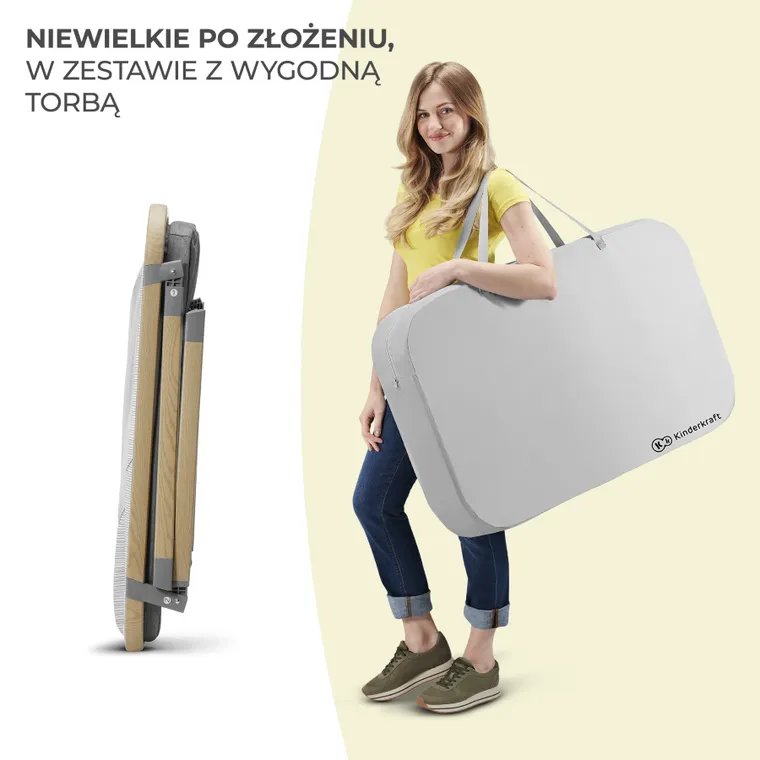 Kinderkraft, Sofi, łóżeczko turystyczne z funkcją kojca, Grey
