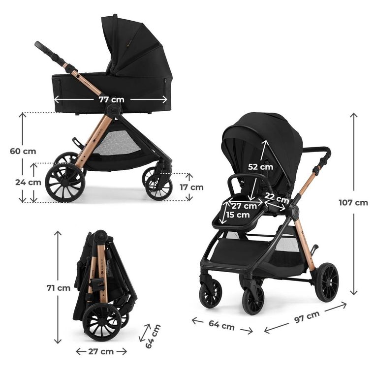 Kinderkraft, Vesto 2, wózek wielofunkcyjny 2w1, black