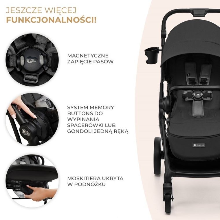 Kinderkraft, Yoxi, wózek spacerowy, Moonlight Grey