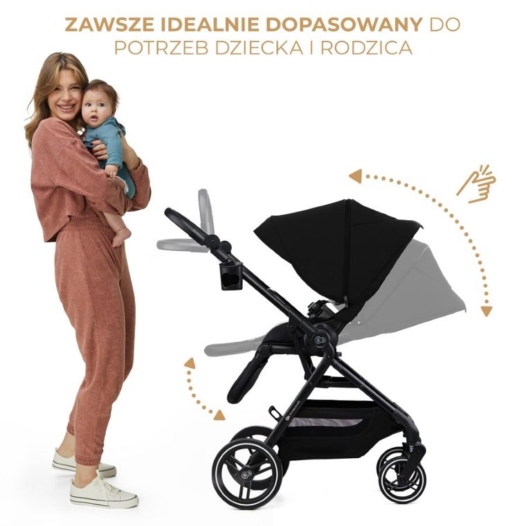 Kinderkraft, Yoxi, wózek wielofunkcyjny 2w1, Pure Black