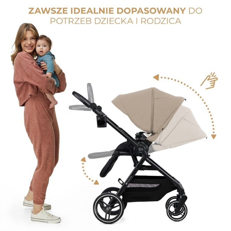 Kinderkraft, Yoxi, wózek wielofunkcyjny 2w1, Sand Beige