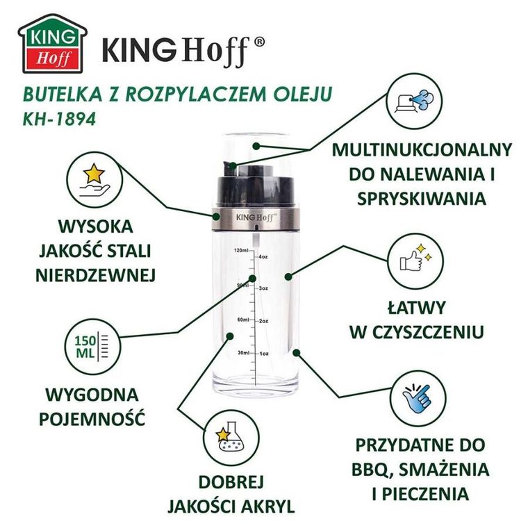 Kinghoff, butelka spryskiwacz do octu i oliwy