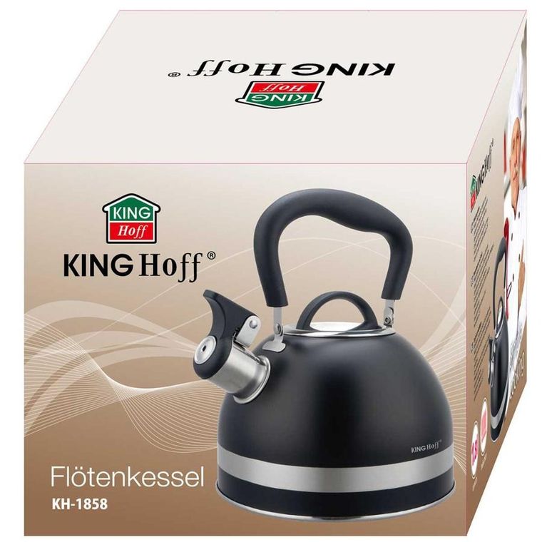 Kinghoff, czajnik z gwizdkiem, czarny, 1,8l