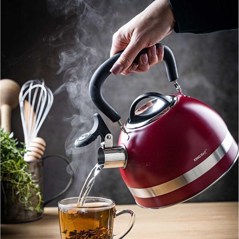 Kinghoff, czajnik z gwizdkiem, czerwony, 1,8l
